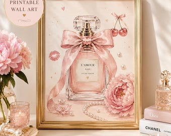 Perfume & Pearls Printable Wall Art | Pink Coquette Decor (Digital Download)