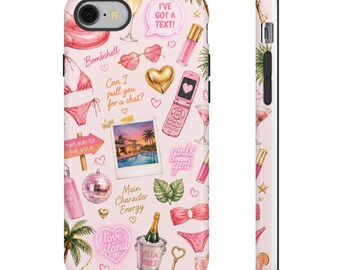 Y2K Pink Sticker Collage Tough Case | Retro Phone Polaroid Bikini Lipstick