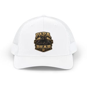 Papa Bear truckerpet | In God We Trust Pet | Christian Dad-pet | Vaderdagcadeau voor papa | Mannelijke grafische beer snapback