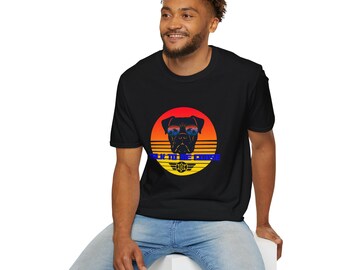 Police K9 Portrait T-Shirt | Retro Sunset K9 'Talk to the Canine'