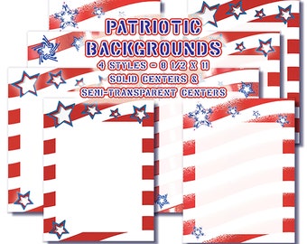 Patriottische randen / achtergronden - 8/12 x 11 - 4 stijlen - solide en semi-transparante centra - Zip-map downloaden - PNG- en JPG-bestanden
