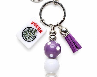 Customizable Mahjong Keychain, Bag Charm with Authentic Mahjong Tile