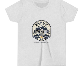 Family Adventure Club Youth Tee | Mountain Hiking Badge Kids Shirt