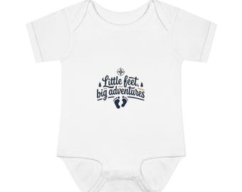 Little Feet Big Adventures infant bodysuit | baby onesie with footprints design