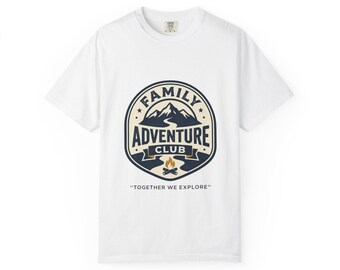Family Adventure Club T-Shirt | Mountain Campfire Outdoor Logo