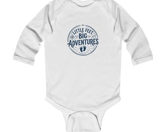 Little Feet Big Adventures Infant Bodysuit | Baby Long Sleeve Onesie