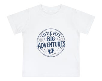 Little Feet Big Adventures baby t-shirt | infant travel quote tee
