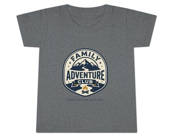 Family Adventure Club Toddler T-shirt | Mountain Camp Badge, Outdoor Camping