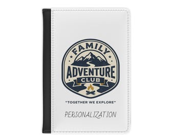 Family Adventure Club Passport Cover | Travel Passport Holder, Camping Mountains Design