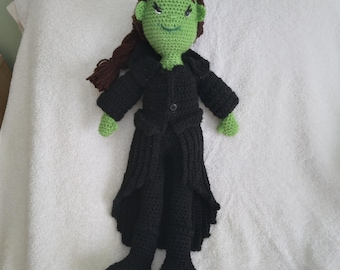 Wicked Elphaba inspired crochet amigurumi doll - 21"