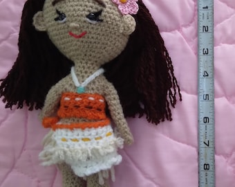 Moana inspired crochet amigurumi doll - 10"