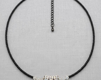 BEAUTIFUL Aurora Borealis Style Pendant on Black Seed Choker