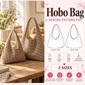 Patron de couture pour sac cabas souple de style hobo | Modèle PDF facile à suivre (téléchargement instantané)