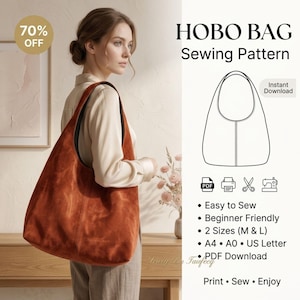 Hobo bag pattern sewing slouchy shoulder tote bag with lining and inner pocket | sewing project for beginners