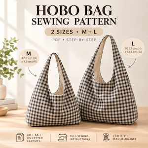 Slouchy Hobo Tote Bag Sewing Pattern | Beginner Friendly PDF (Instant Download)