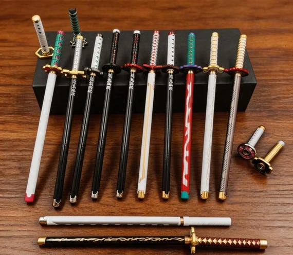 Demon Slayer Sword Pen, Samurai Sword Desk Decor, Graduation Gift for Best Friend, Miniature Katana Gel Pen, Collectible Gift, Stationery