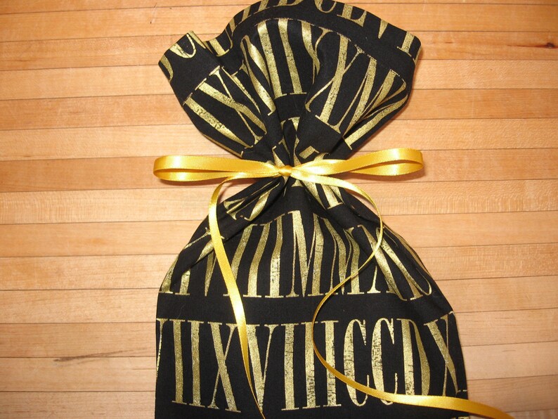 sophisticated masculine or neutral fabric gift bag with ribbon tie wine gift bag