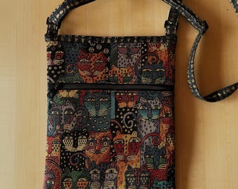 Handmade Laurel Burch Jungle Cats Tapestry Crossbody Bag
