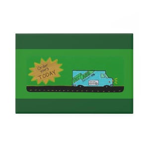 Delivery Van Illustration Button Magnet | Rectangle Magnet
