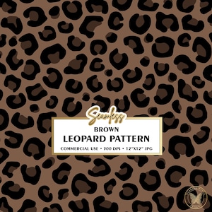 Brown Leopard Print Seamless Digital Paper | Animal Print Background JPG | Sublimation Fabric POD | Commercial Use 12x12