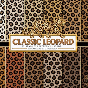 Classic Leopard Seamless Pattern Bundle, Timeless Cheetah Prints Digital Paper, Animal Print Background Sublimation POD Fabric Commercial Us