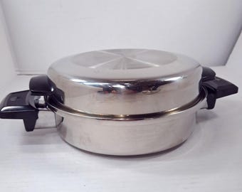 Kitchen Queen Frying Pan skillet with dome Lid 5 ply multi-core stainless steel