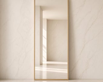 Gold Full Length Standing Mirror Tall Narrow Leaning Bedroom Dressing Room Decorative Accent 55.5x18