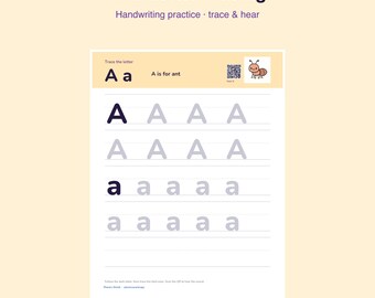 A-Z Letter Tracing Printable | Handwriting Practice, Trace & Hear Phonics (Digital Download)