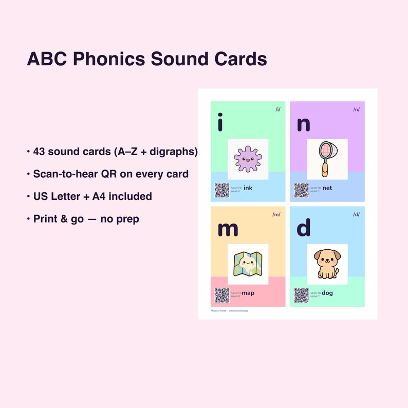 Phonics Sound Cards | ABC Letter Flashcards for Preschool (Digital Download) image 3