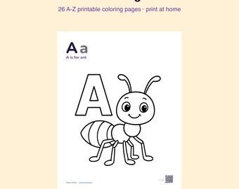 ABC Coloring Book | 26 A-Z Letter Pages, Preschool Learning (PDF Download)
