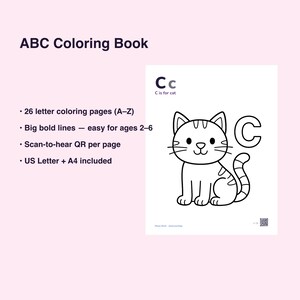 ABC Coloring Book | 26 A-Z Letter Pages, Preschool Learning (PDF Download) image 3
