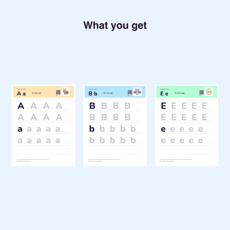 A-Z Letter Tracing Printable | Handwriting Practice, Trace & Hear Phonics (Digital Download) Bild 2