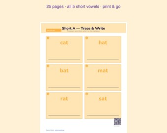 CVC Worksheets | Short Vowel Phonics Practice (Digital Download)