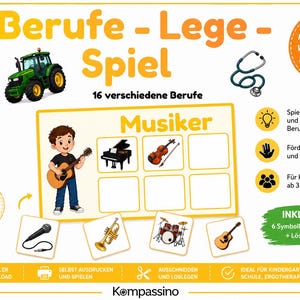 Jogo de Correspondência de Profissões em PDF | Jogo de Correspondência com 16 Profissões | Educação Infantil, Pré-escola e Ensino Fundamental | Jogo de Aprendizagem Montessori | Desenvolvimento da Linguagem, Terapia Ocupacional