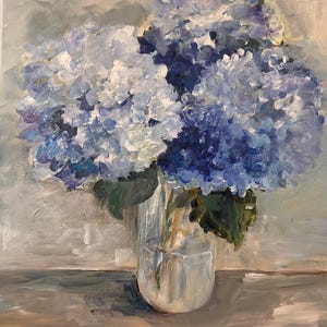 Large Hydrangea Painting on Canvas