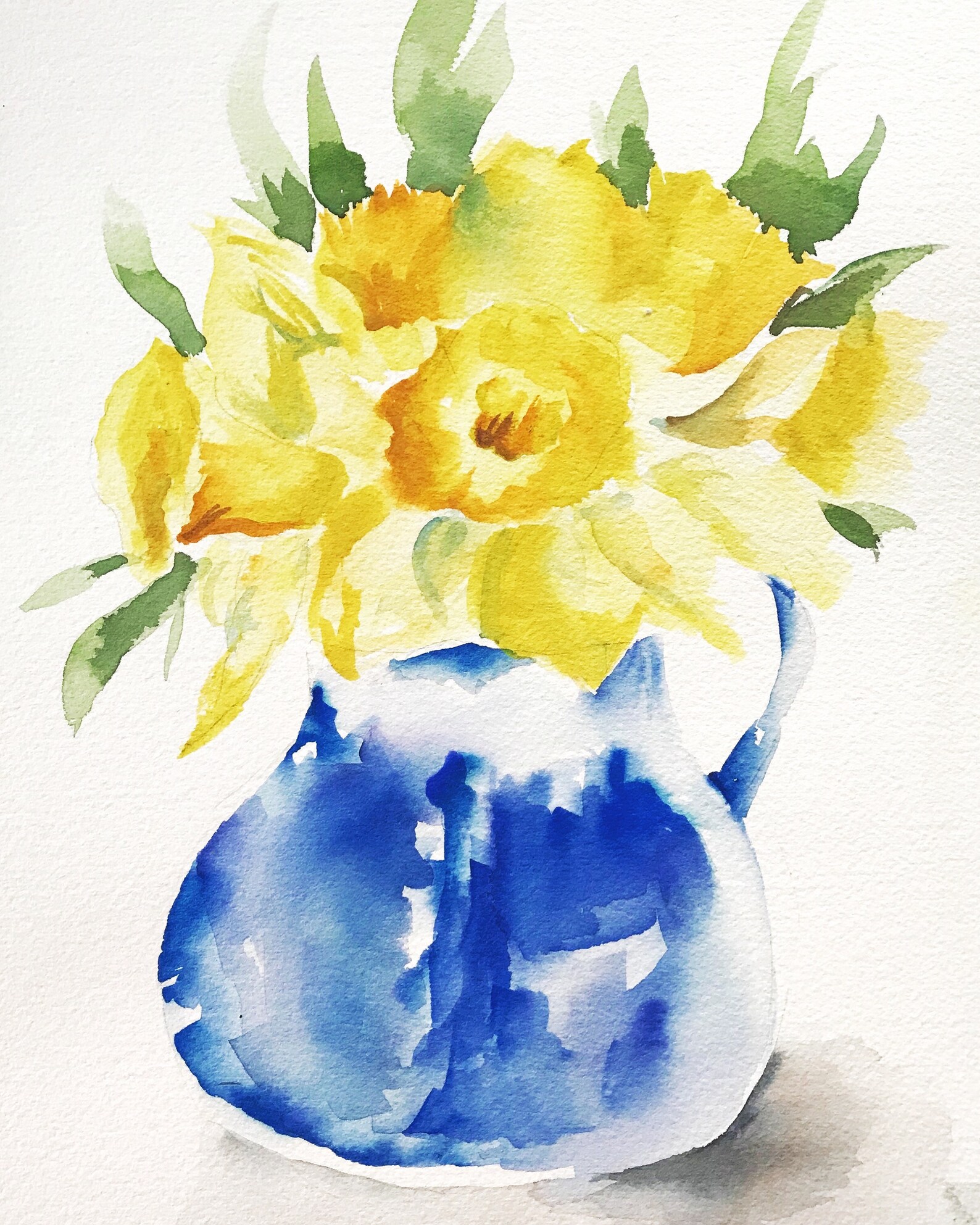 Original Floral in Blue Vase Watercolor Etsy Italia