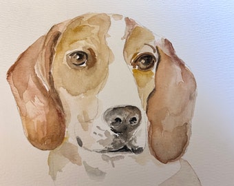 Hand Painted Original Watercolor Pet Portrait/ Dog Portrait/ Custom Pet Portrait