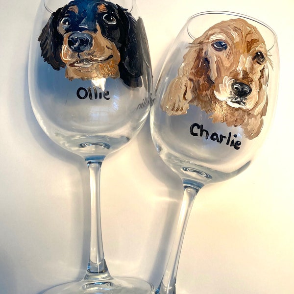 Custom Pet Wine Glass/ Personalized/ Hand Painted