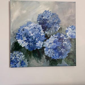 Large Hydrangea Painting on Canvas