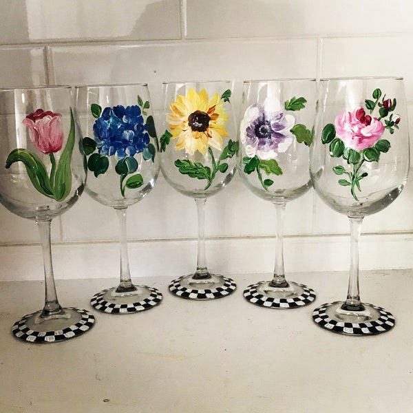 Painted Wine Glasses Etsy