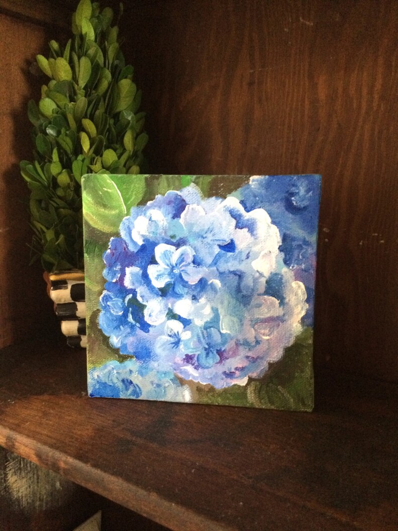 Mini canvas painting/ hydrangea image 4