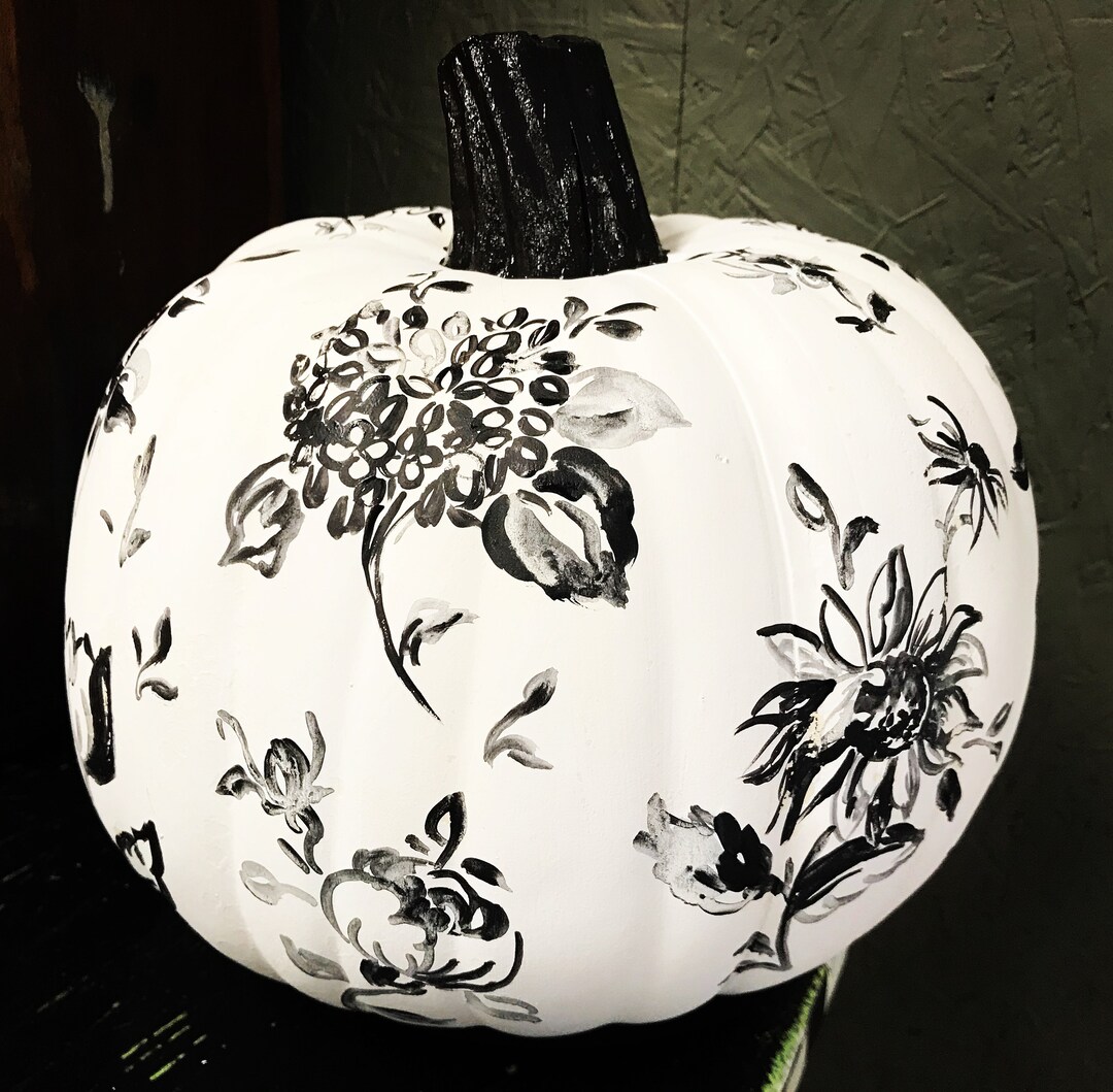 Hand Painted Floral Plastic Pumpkin - Etsy