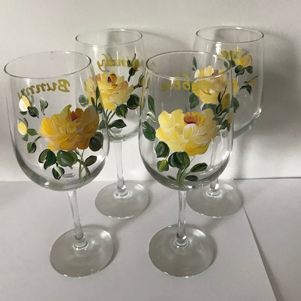 Hand Painted Personalized Wine Glass/Bridesmaid Gifts