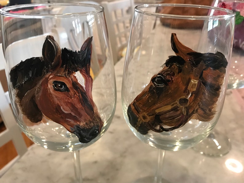 Hand Painted Wine Glasses/ Animal Etsy