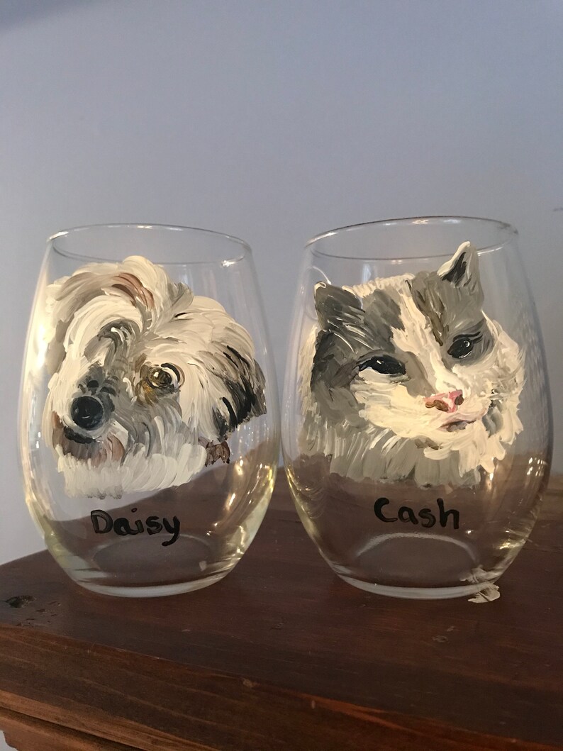 Hand Painted Wine Glasses/ Animal Etsy