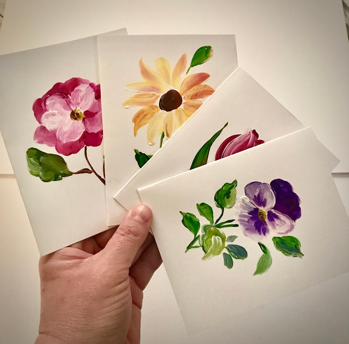 Hand Painted Assorted Note Cards/ 10 per Pack - Etsy