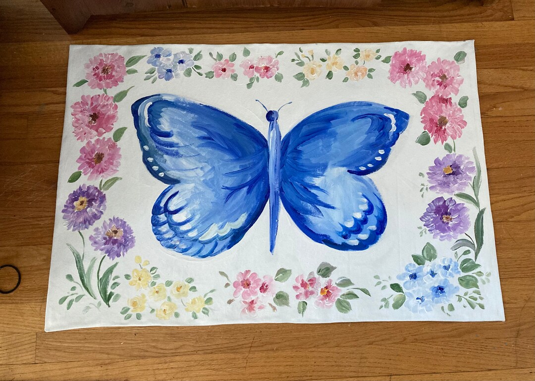 Custom Hand Painted Canvas Floor Cloth Etsy