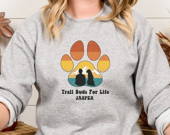 Custom Hiking Dog Sweatshirt, Mountain Sweatshirt, Hiking Shirt, Camping Top, Nature lover, Crew Neck Sweater, Wildlife Tee, Retro Top