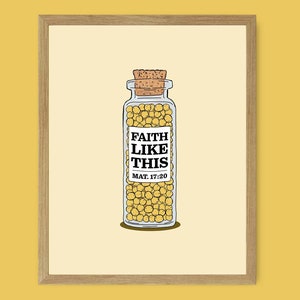 Parable of the Mustard Seed DIGITAL DOWNLOAD, Bible Verse Wall Art Sketch, Christian Faith Print, Jesus Parable, Cork Bottle, Instant Files