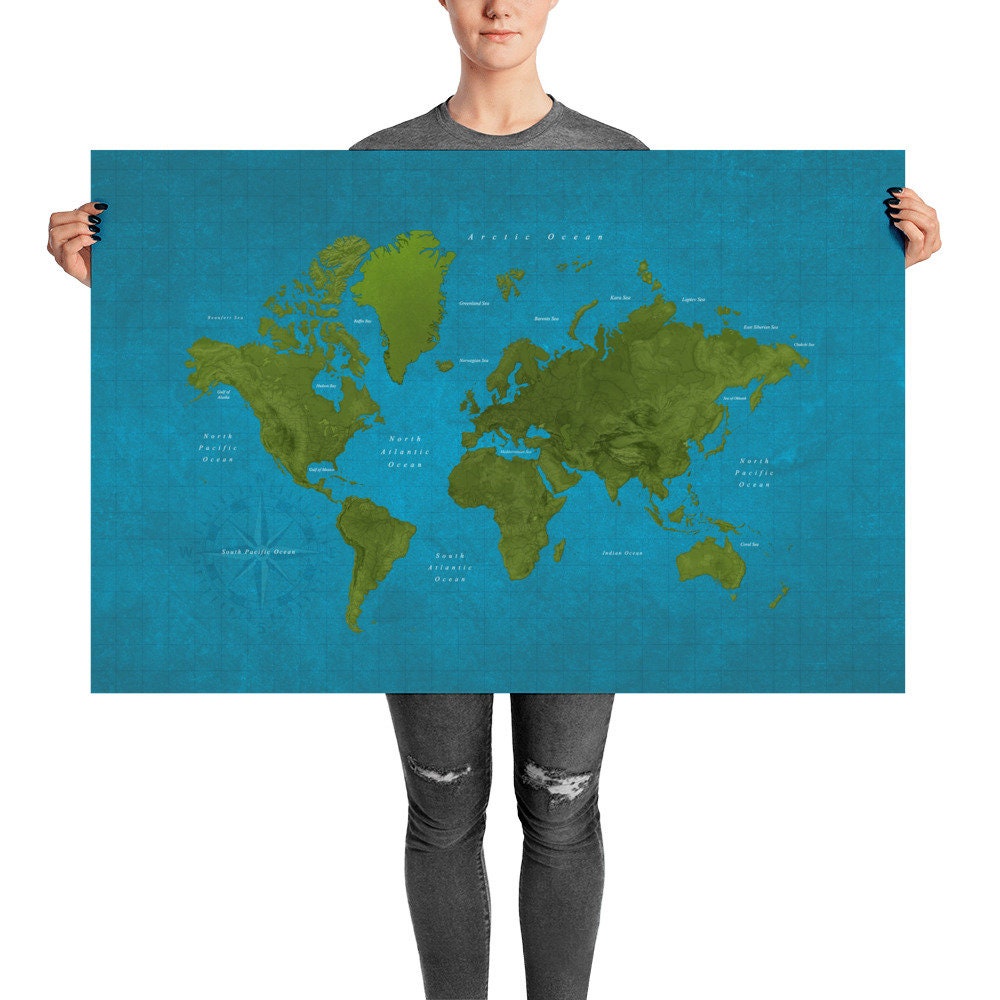 Map of the World Poster Big World Map Huge World Map Giant Etsy UK